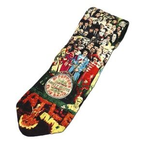RM Style Beatles Sgt. Pepper's Silk All Over Print Tie 58" Made in Italy Vintage